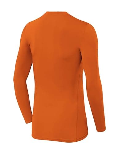 PowerLayer Kids Base Layer Long Sleeve Compression Shirt. Lightweight and Moisture Wicking Thermal Top for Football, Rugby, Soccer and Gym for Boys - Orange, 12-14 Years — view 3
