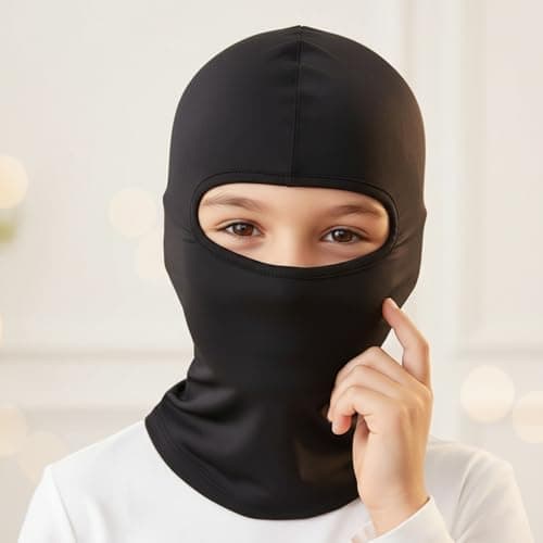 VNIDJGB 2 Pcs Kids Balaclava, Windproof Warmer Balaclava for Children, Lightweight Warmer Neck Balaclavas Kids, Face and Neck Cover Helmet for Universal Cycling, Skiing, Black and Grey — view 4