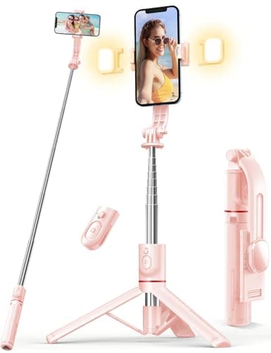Selfie Stick Tripod for iPhone, Mobile Phone Tripod Stand with Lights