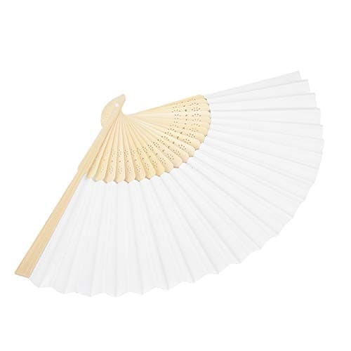 HELEVIA Folding Hand Fan, 5 Pack, 8.3 Inch Compact (White) — view 3