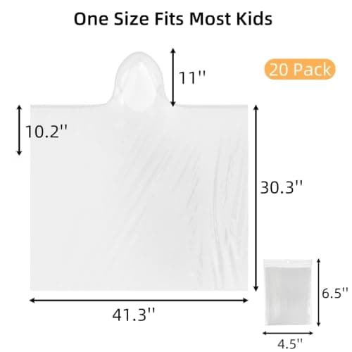Cididu 20 Pack Disposable Rain Ponchos for Kids, Clear Plastic Ponchos with Hood, Waterproof Raincoat for Boys Girls, Emergency Rain Poncho Lightweight for Outdoor Events, Travel, Camping, Hiking — view 4