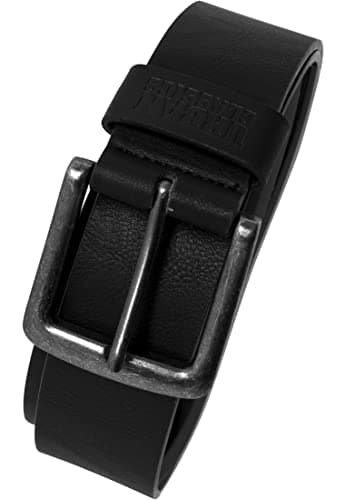 URBAN CLASSICS Unisex Leather Belt, Faux Leather Belt with Buckle Pin Fastening, Leather Imitation Belt for Men and Women, 100% Vegan, Colour: Black, Size: X-Large 130 cm