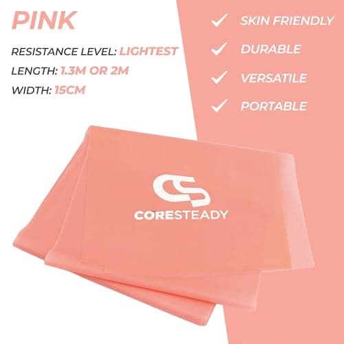 Coresteady Resistance Band For Men & Women - Exercise Band to Build Strength, Flexibility, Muscle & Tone - For Fitness, Stretching, Pilates, Physio & Yoga - With Exercise e-Guide — view 3