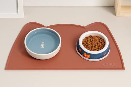 OHMO Silicone Cat Food Mat for Food&Water Bowls, 46x25cm, Brick Red — view 4