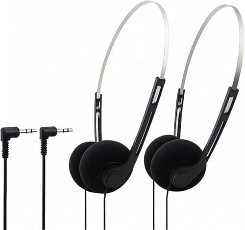 vvchwei 2Pcs Black Retro Over-Ear Earphones,Mini Stereo Lightweight Headphones with Cord,Hi-Fi Stereo Earphone Headset,80s 90s Vintage Headset Wired, and Earbuds Headphones