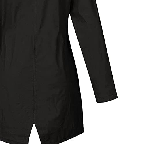 Women's Waterproof Rain Jacket Lightweight Hooded Plus Size Long Rain Coat Waterproof Coats for Hiking Walking Travel Outdoor Windproof Trench Coat Solid Outdoor Windbreaker Fall Winter Jackets — view 3