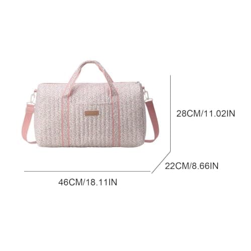 GSenhui Quilted Duffle Bag for Women Cute Baby Hospital Bag Floral Duffel Bags (White Pink Ditsy Floral) — view 6