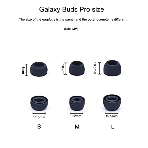Adhiper Silicone Earbuds Replacement Buds Pro Earbuds Earmuffs Compatible for Samsung Galaxy Buds Pro Earplugs-fit in the charging case, Noise-Reducing non-Slip Silicone Earplugs with filter (Black) — view 2