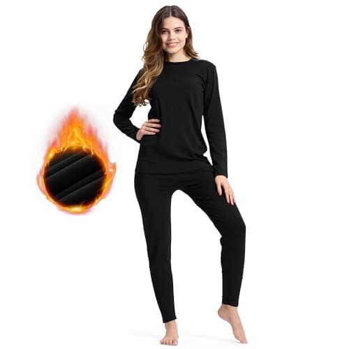 BAMBOO COOL Women's Plain Thermal Underwear, black, M