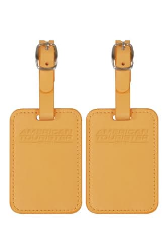 American Tourister Luggage Tags - for suitcases and Bags, with Adjustable Strap, Address Card Included, Set of 2, Papaya Pop