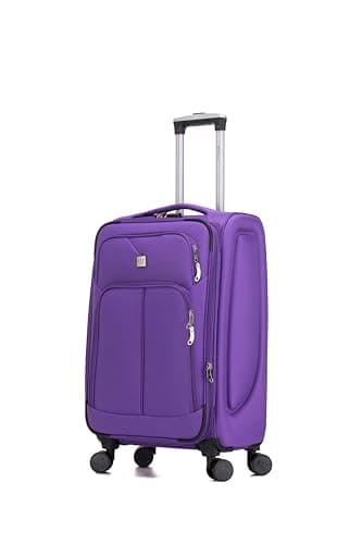 ATX Luggage 24" Medium Suitcase Soft Shell 73L Expandable Lightweight 20-23KG Hold Check in with 4 Spinner Wheels and Built-in 3 Digit Lock (Purple)