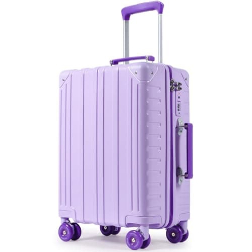 Tavoxda Carry on Suitcase PC Hard Shell Super Lightweight Small Travel Case Cabin Luggage with 4 Wheels TSA Lock for Women, 20" Purple