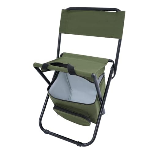 Deurqund Folding Chair with 10L Insulated Cooler Bag, Portable Camping Chair for Adults, Compact Foldable Fishing Chairs with 100kg Capacity for Outdoor, Picnic, Beach (Green) — view 6