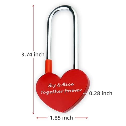 Personalised Padlock Engraved Lock Personalised Padlock for Bridge Love Locks Padlocks for Her Him Girls Couples Lover Custom Gifts for Valentine Day Anniversary Wedding Trip Travel (Design 1) — view 2