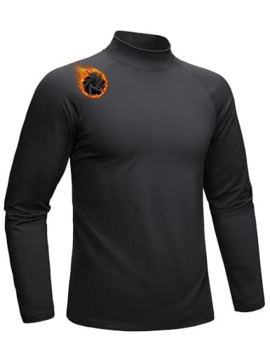 MAGCOMSEN Men's Thermal Tops Winter Fleece Shirts Warm Base Layer Black, M