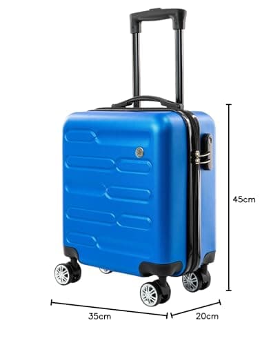 SA Products Cabin Suitcase, Easy Jet 45x36x20 Cabin Bag | Lightweight Hard Shell Carry-On Suitcase with Wheels, Telescopic Handle | Travel Luggage (Blue) — view 3