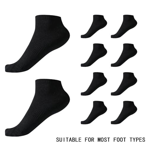 Thermal Socks Pack of 10 Short Socks Cotton Plain Colours with Subtle Design for Cold Days, black, One Size — view 6