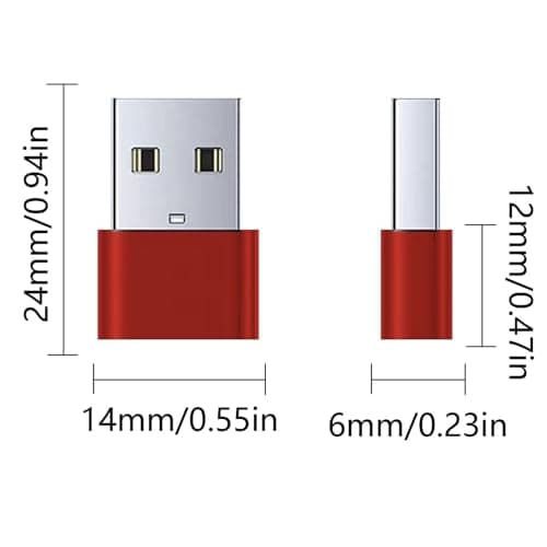 Betron USB to USB C Adapter, Compact Design, 3 Pack (Red) — view 3