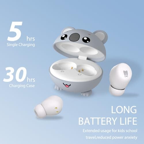 Kids Earbuds, 85dB Volume Limited to Protect Hearing, Bluetooth Headphones for Kids with Mic, 30H Playtime, Safe Material, Lightweight, Touch Control, Girls Boys Wireless Earbuds for School Travel — view 3