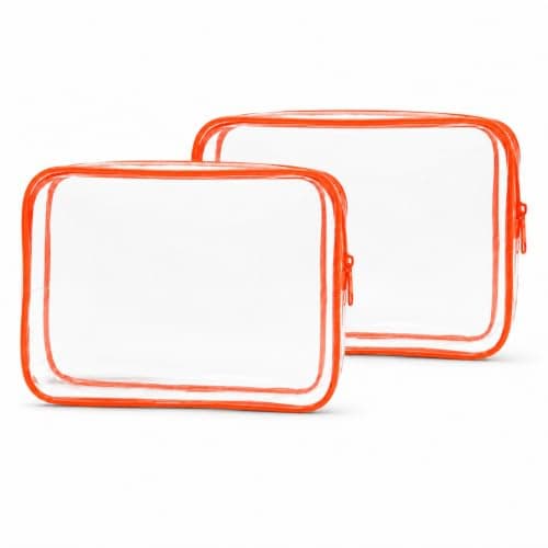 2PCS Clear Toiletry Bags, Waterproof Travel Makeup Organiser, Orange