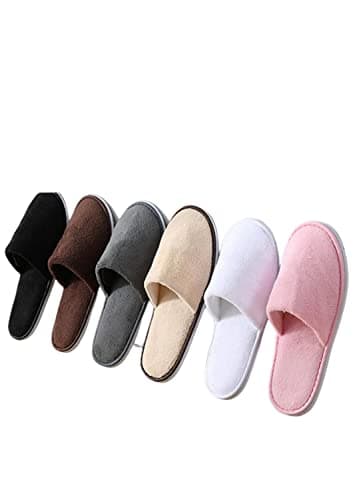 SERUMY Disposable Slippers 5 Pairs/Lot Winter Slippers Men Women Disposable Hotel Slippers Home Slides Travel Sandals Hospitality Guest Footwear-Black,28Cm — view 6