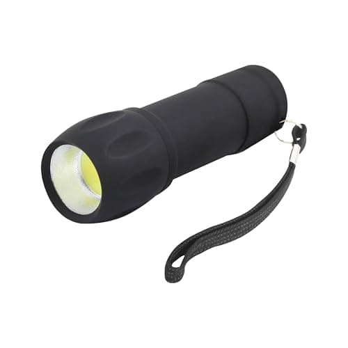 Uni-Com Pocket Torch – Compact COB LED Flashlight with Wrist Strap, Soft-Touch Body, Durable Design, Batteries Included for Every Day, Outdoor & Emergency Use, Black