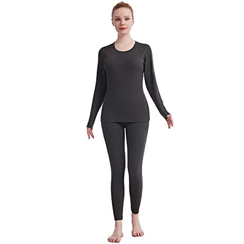 Fomolom Thermal Underwear Women Long Johns Womens Thermal Underwear Sets Solid Ultra Soft Base Layer Gifts with Box (Greystone, Large) — view 4