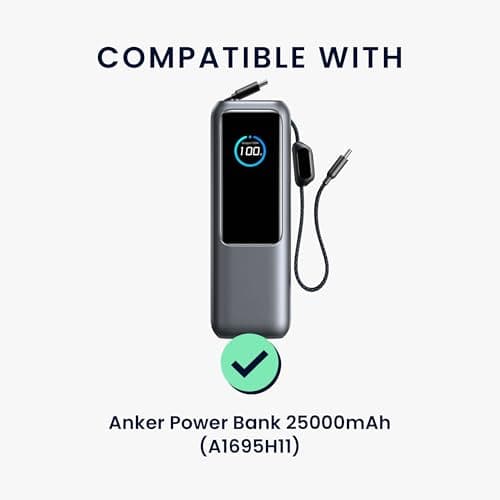 kwmobile Case Compatible with Anker Power Bank 25000mAh (A1695H11) - Portable Powerbank Cover - External Battery Charger Bag, Shockproof - Black — view 2