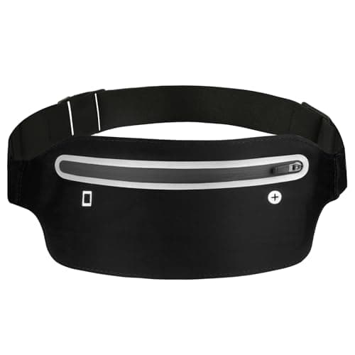 AOOSU Running Belt, Bum Bag Lightweight and Waterproof Travel Money Belt Adjustable Workout Fanny Pack, Sports Fanny Bags with Reflective Strips for Women Men for Gym, Riding, Jogging, Climbing