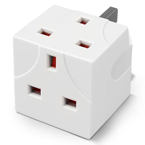 Desiretech 2 Way Adaptor – UK Double Plug Adapter – Compact Multi Plug Socket for Home & Office – Dual Extension Plug for Appliances, TV, PC, Kitchen & Lighting – White (1 Pack)