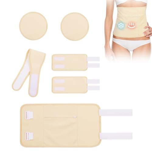 AOOWU Castor Oil Pack Wrap Kit, 6PCS Reusable Organic Cotton Castor Oil Wrap Kit, Organic Castor Oil Compression Wrap for Waist Neck Leg Knee, Machine Washable Anti Oil Leak, (Oil Not Included)