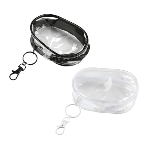 Tabanzhe 2 Pcs Clear Mini Makeup Bags Portable Cable Organizer PVC Waterproof Lipstick Pouch & Small Cosmetic Travel Digital Storage Bag for Women Essentials Cables Earphone
