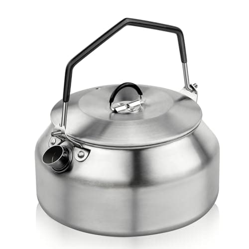 Flintronic 0.8L Camping Kettle, Stainless Steel Camping Kettle, Outdoor Portable Water Pot, Camp Tea Coffee Pot for Tea, Quick Boil for Outdoor Cooking Picnic Hiking