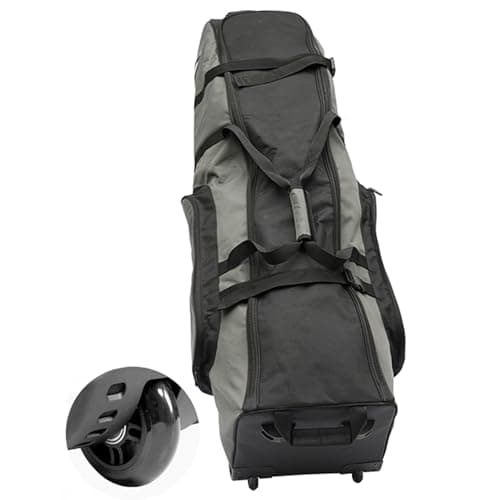 Gr8 Home Premium Wheeled Travel Golf Bag Padded Flight Cover Case with Reinforced Wheels Black Grey — view 2