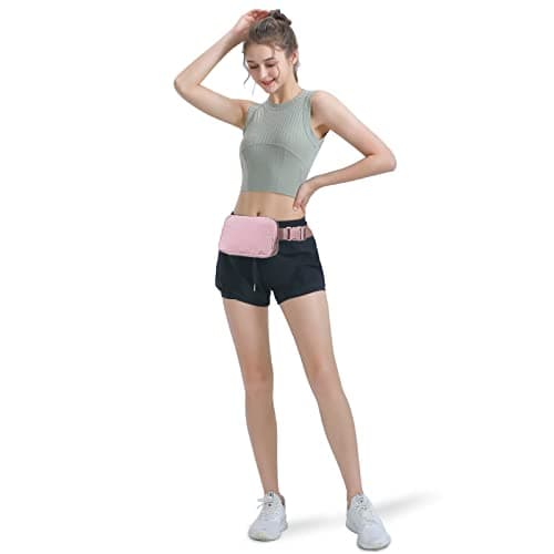 Bomvabe Pink Fanny Pack for Women Teens Girls, 1L Everywhere Belt Bag with Adjustable Strap 32" to 51", Small BumBag for Ladies with Multi Pockets, Crossbody Bag Lightweight for Travel Sport Running — view 2