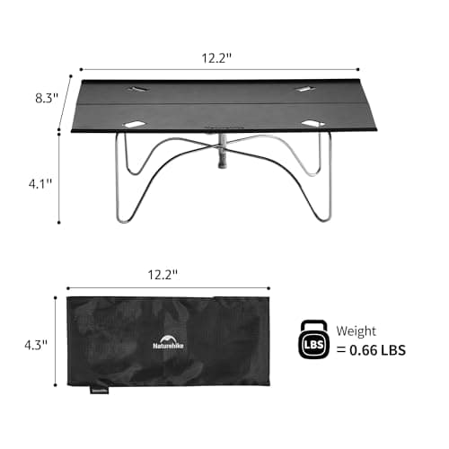 Naturehike Mini Camping Table Folding Table Outdoor Ultralight Serving Laptop Tray Table Portable Dining-table Picnic Tea Table Backpacker Table Bearing 30kg (Black) — view 3