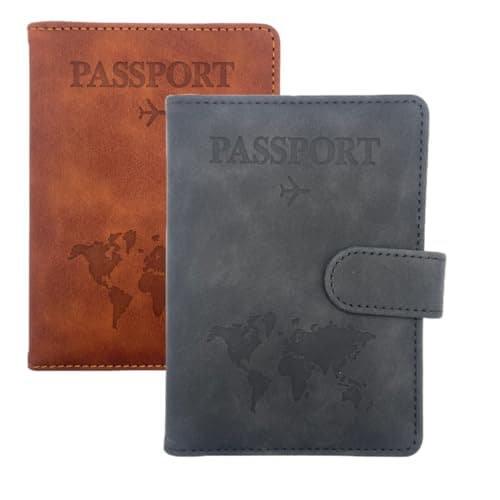 Passport Holder Cover Wallet Case, Vegan Leather Travel Wallet with RFID Blocking, Passport Book Holders, Organiser, Travel Must Haves, Credit Cards, Boarding Passes Covers for Men & Women (Black)