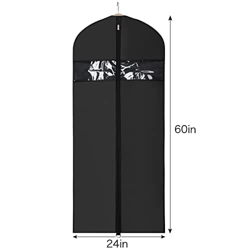Univivi Garment Bags for Dresses 60 inch Dress Cover Bags Black, Set of 3 — view 2
