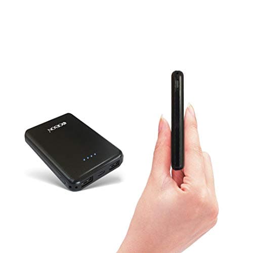 YOBON 5000mAh Power Bank Mini Portable Charger Ultra Thin Pocket Size External Battery Packs Emergency Phone Power Dual USB Output Port Compatible for iPhone Huawei iPad Samsung Galaxy (Black)