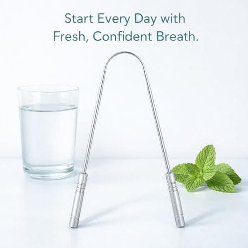 Kinmira Tongue Scraper (Pack of 1) - Stainless Steel Metal U-Shape Tongue Cleaner with Travel Pouch - Designed in London - Eco-Friendly Plastic-Free Packaging - Dental Hygiene & Fresh Breath — view 2