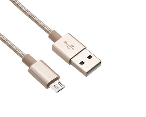 iTechCover Braided USB Cable Charging Cord/Charger Power Lead Wire Compatible with LE Lighting EVER Rechargeable LED Headlamp/Gold / (1m / 3.3ft) — view 2