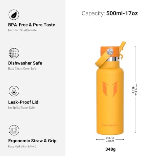 Sparrow Insulated Water Bottle Kids 500ml Metal Drinks Bottle with Straw — view 3
