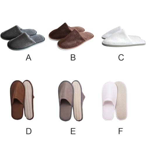 TWISAXC 10 Pairs Coral Fleece Disposable Hotel Slippers Beauty,Brown — view 3