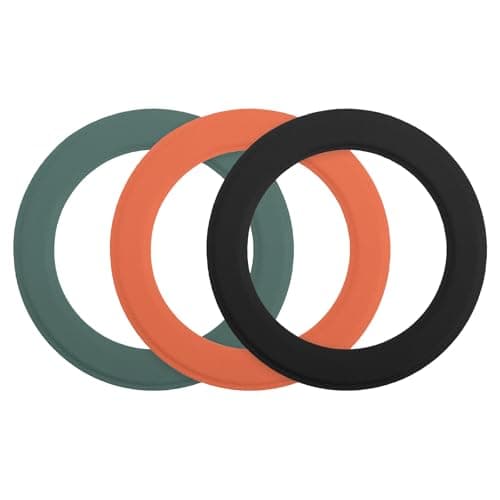 sourcing map Magnetic Sticker Ring, 3 Pcs Universal Magnetic Adapter Ring Leather Magnet Wireless Charging Conversion Kit for Mobile Phone Case Wireless Charger, Black/Orange/Green