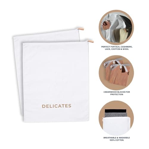 Delicates, Cashmere Wool Sweater Storage Bag Pouch Set with integrated Cedar Wood, Delicates Set of 2 100% Cotton Storage Bags for Delicates, Cashmere and Wool Sweaters — view 3