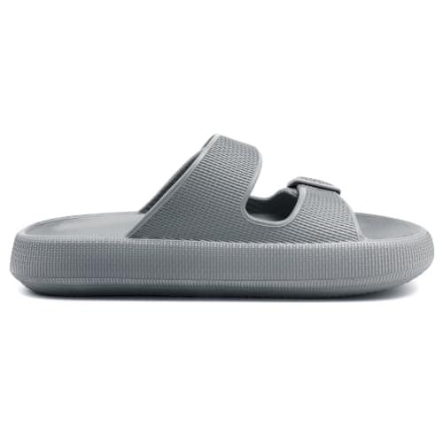 Waysoland Cloud Sliders Women Men Sandals with Adjustable Buckles,Shower Bathroom Non-Slip Quick Drying Open Toe Super Soft Comfy Thick Sole Sandals Indoor Outdoor(Grey,7/8 UK) — view 3