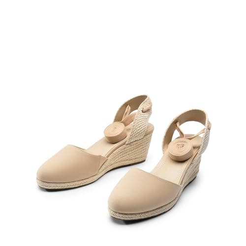 DREAM PAIRS Womens Espadrilles Platform Sandals,Nude-Canvas,6.5 — view 5