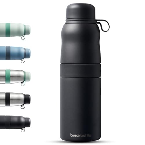 Breakbottle Insulated Water Bottle Stainless Steel 550ml with Twist Open Easy-Clean Design, Leak-Proof Lid - Eco-Friendly, Odour-Free Hot and Cold Metal Water Bottle for Gym,Travel, Sports -Charcoal — view 2