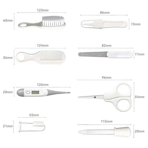 Qunlions life Infant Safety Care Set with Hair Brush Comb Nail Clipper, Baby Essentials Kit for Newborn Girls Boys (Grey White) — view 4