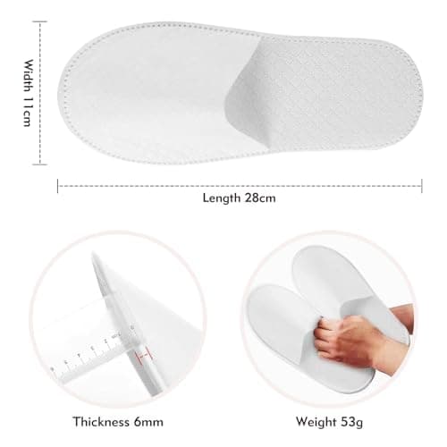 LTMMC 2 Pairs Disposable Slippers, Indoor Slippers Guests White Slippers — view 3